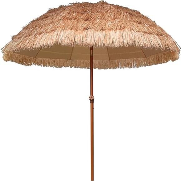 7.5ft Hula Thatched Tiki Patio Beach Umbrella Hawaiian Style 10 Ribs UPF - Picture 7 of 7